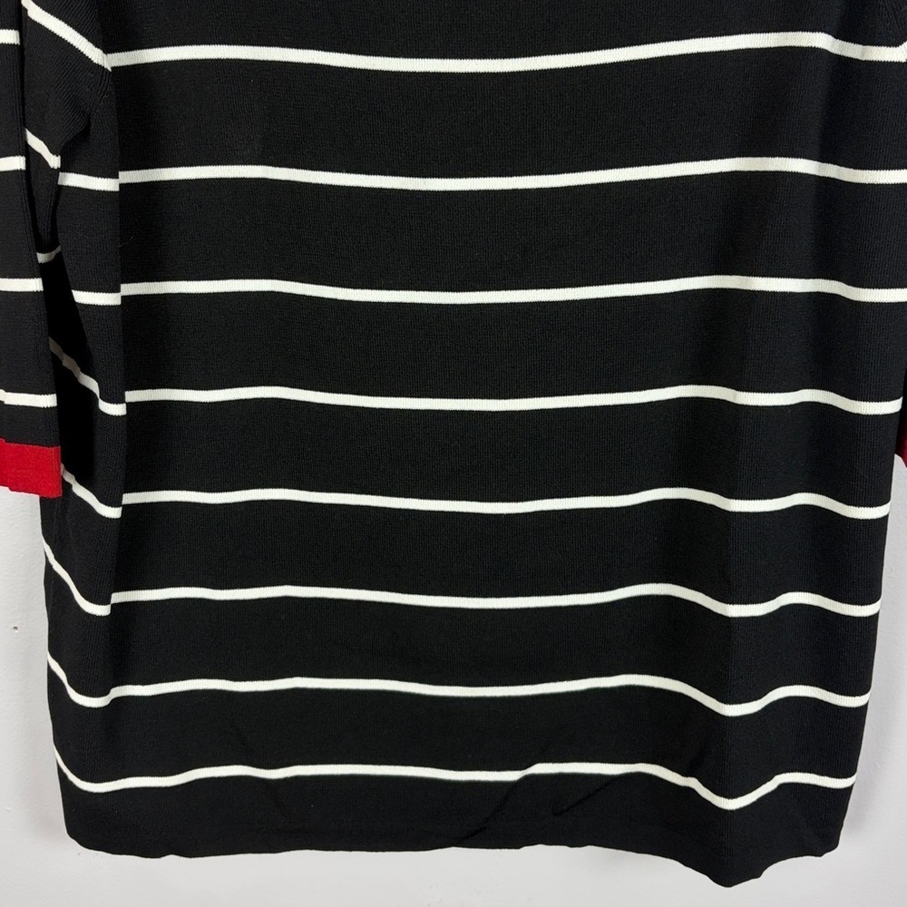 Rossi Classic Striped 3/4 Sleeve Boat Neck Nylon Blend Knit Top XL Black White - Picture 4 of 13